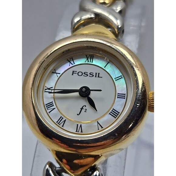 Fossil F2 ES 8730 Women Two Tone Heart Link Bracelet Quartz Watch New Battery - Picture 4 of 11